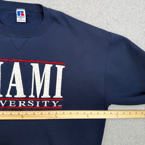 Vintage Russell Athletic Sweatshirt Mens XXL Navy Blue Miami University 90s USA - Picture 7 of 9